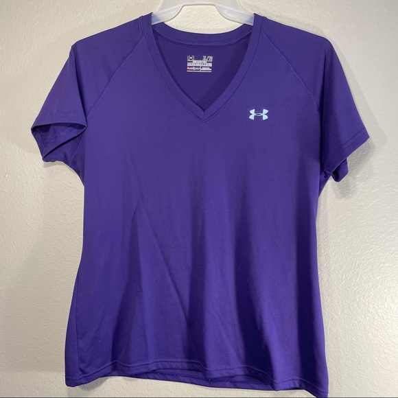 Under Armour Semi Fitted heat gear purple v neck - Picture 6 of 10